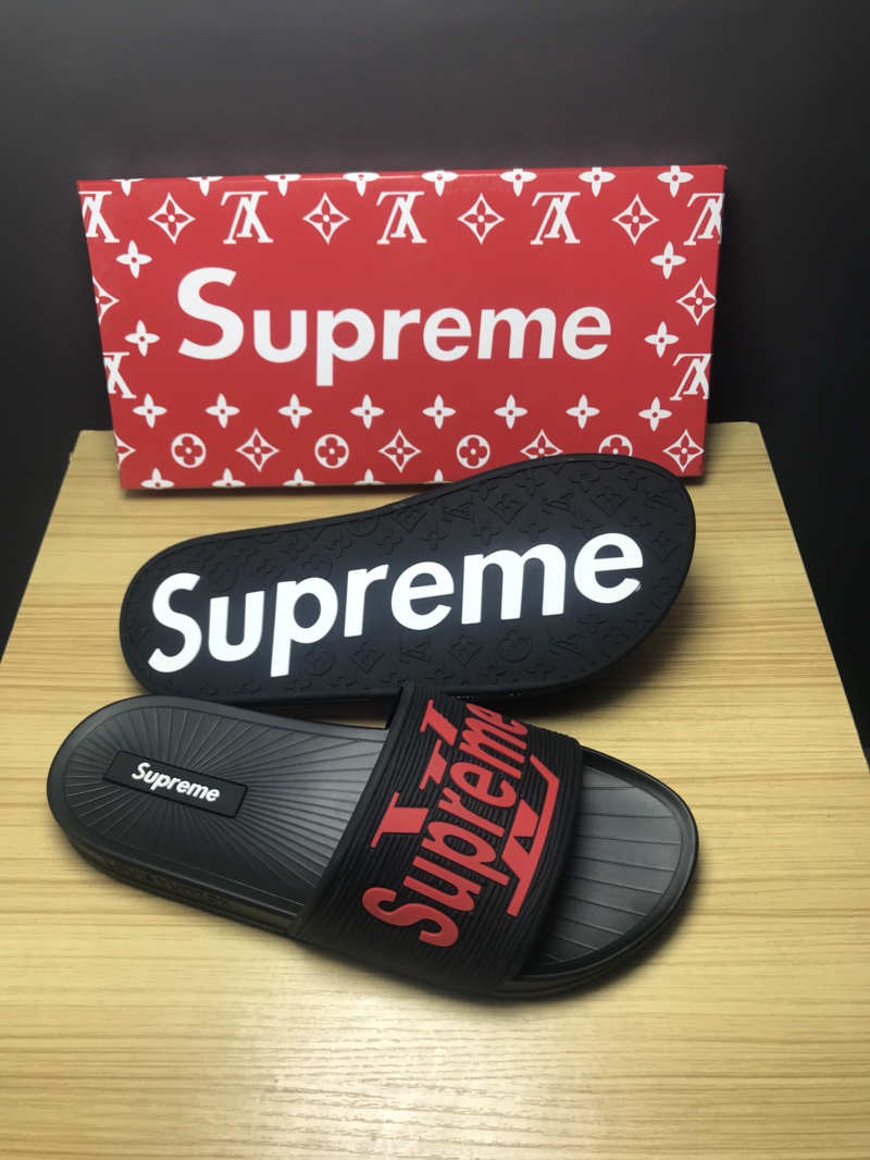 High Quality lv x Supreme black slide sandal GO_LV013