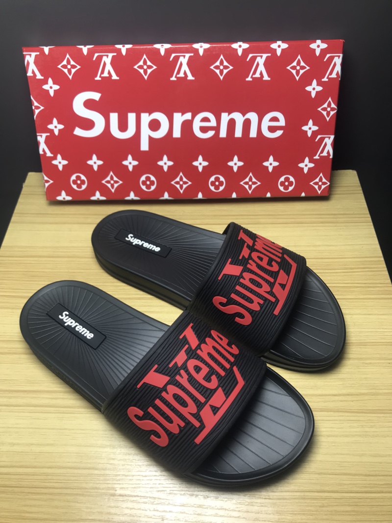 High Quality lv x Supreme black slide sandal GO_LV013