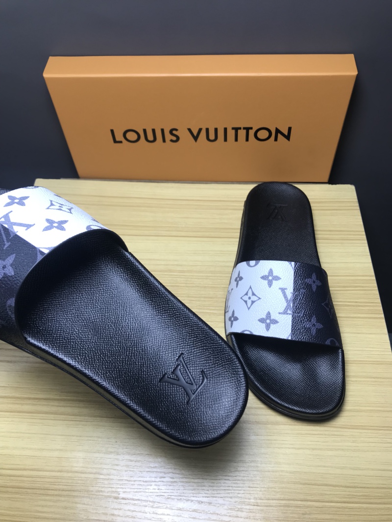 High Quality lv Mule in black and white Monogram rubber GO_LV011