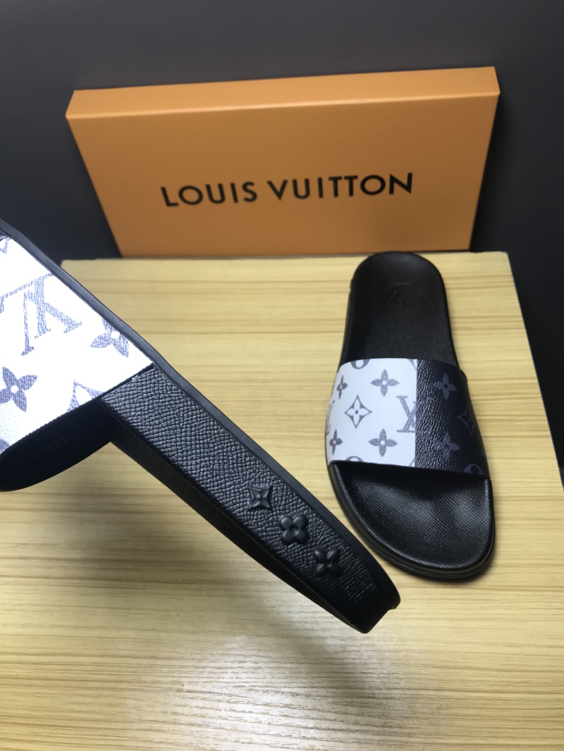 High Quality lv Mule in black and white Monogram rubber GO_LV011