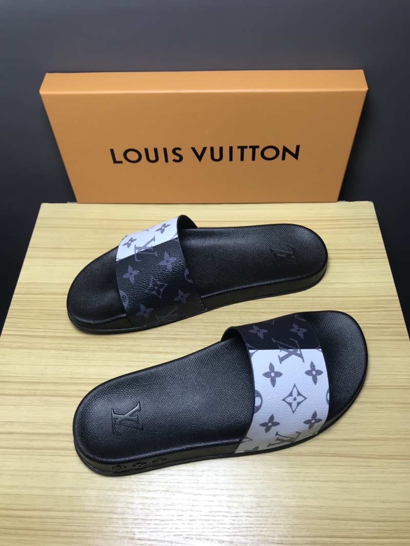 High Quality lv Mule in black and white Monogram rubber GO_LV011