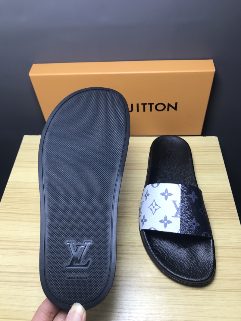 High Quality lv Mule in black and white Monogram rubber GO_LV011