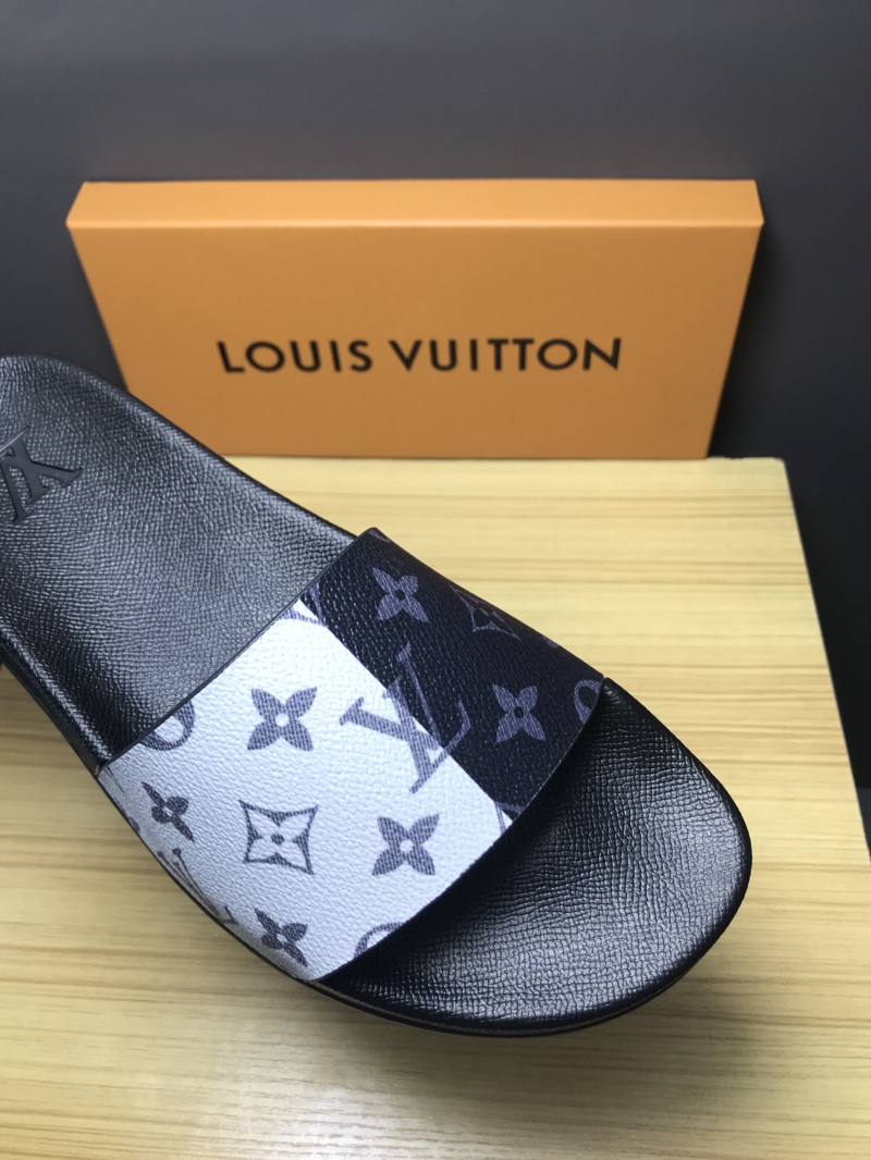 High Quality lv Mule in black and white Monogram rubber GO_LV011