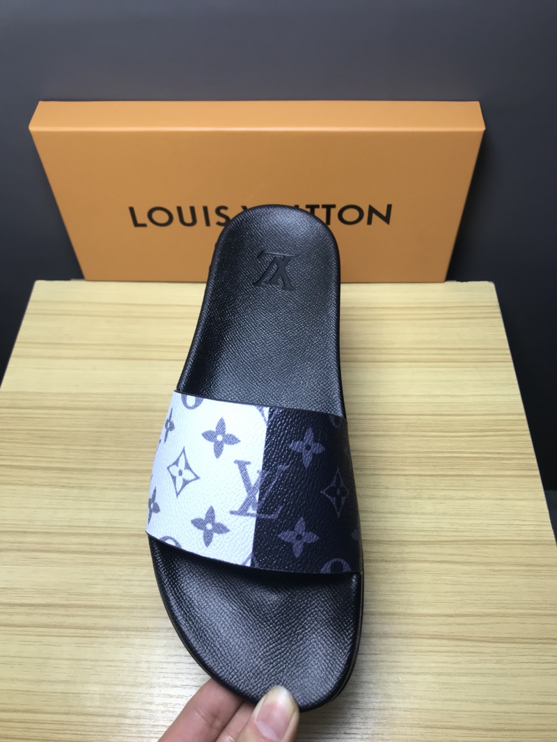 High Quality lv Mule in black and white Monogram rubber GO_LV011