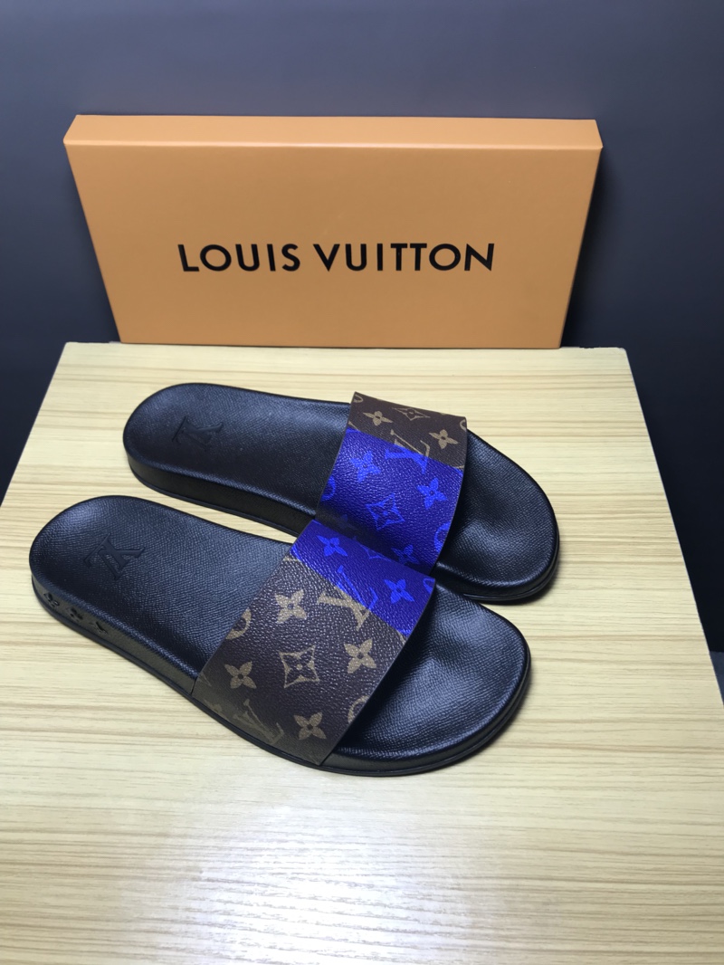 High Quality lv brown and blue Monogram rubber slide sandal GO_LV008