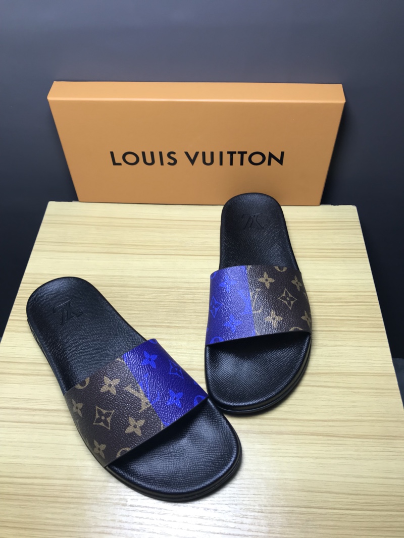 High Quality lv brown and blue Monogram rubber slide sandal GO_LV008
