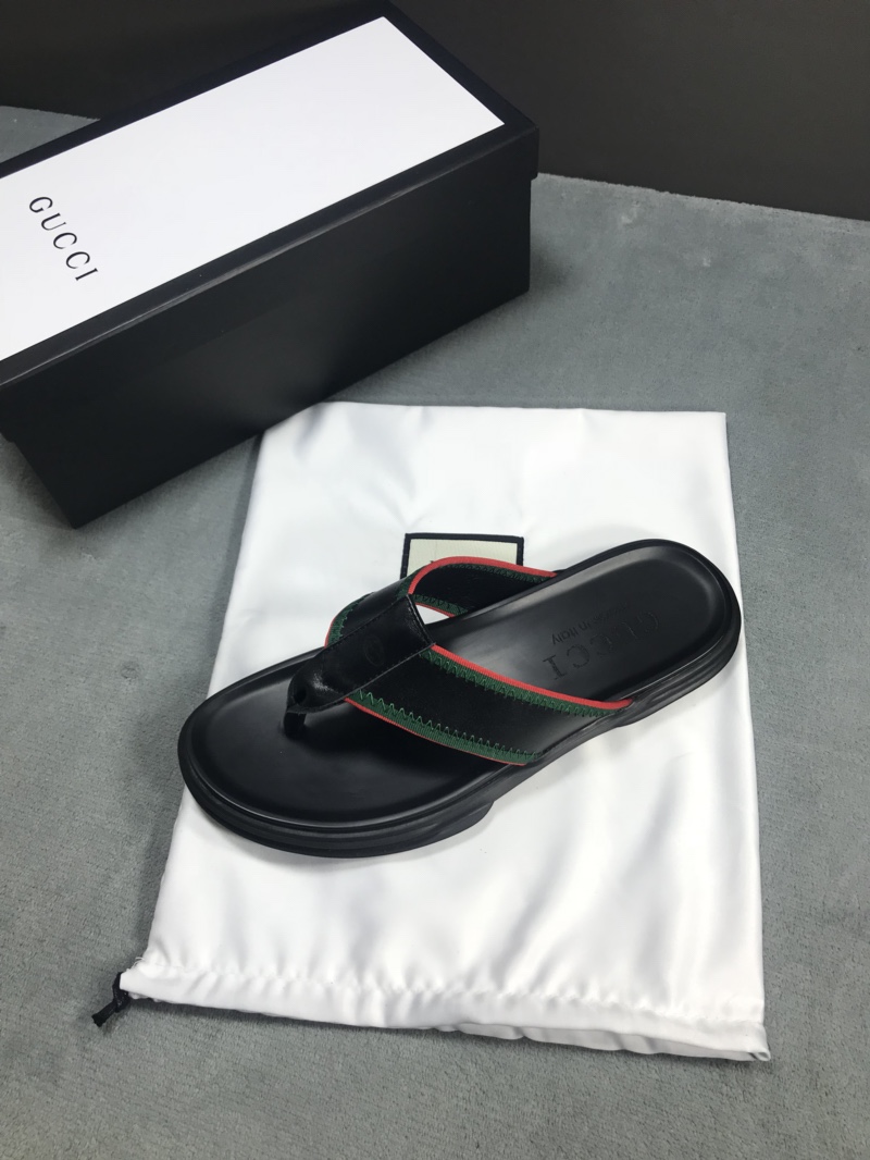 High Quality Gucci Web And Leather Tong sandal GO_GC021
