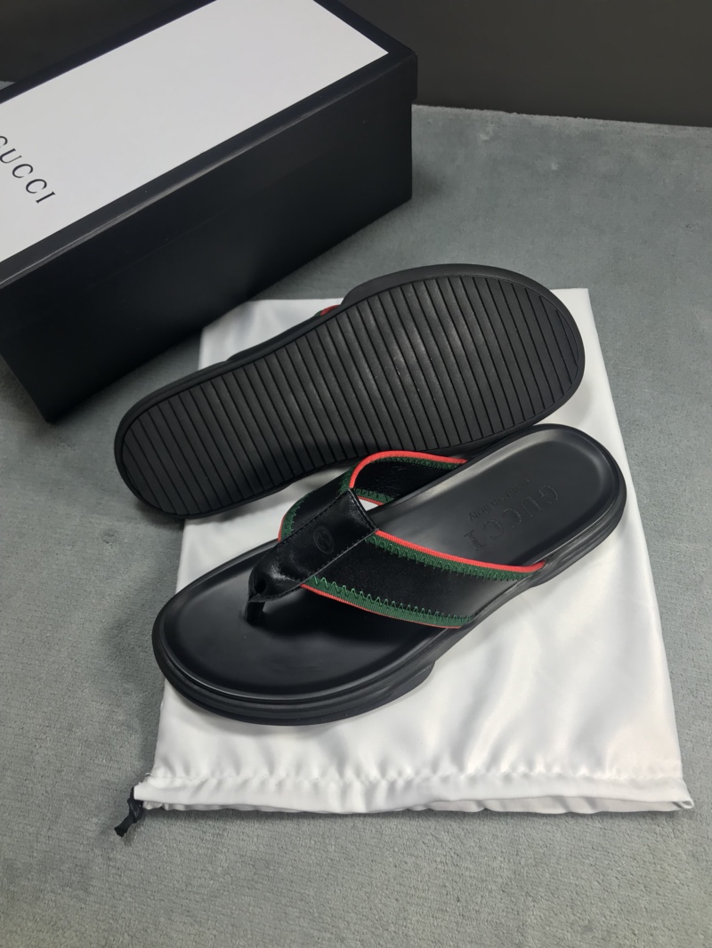 High Quality Gucci Web And Leather Tong sandal GO_GC021