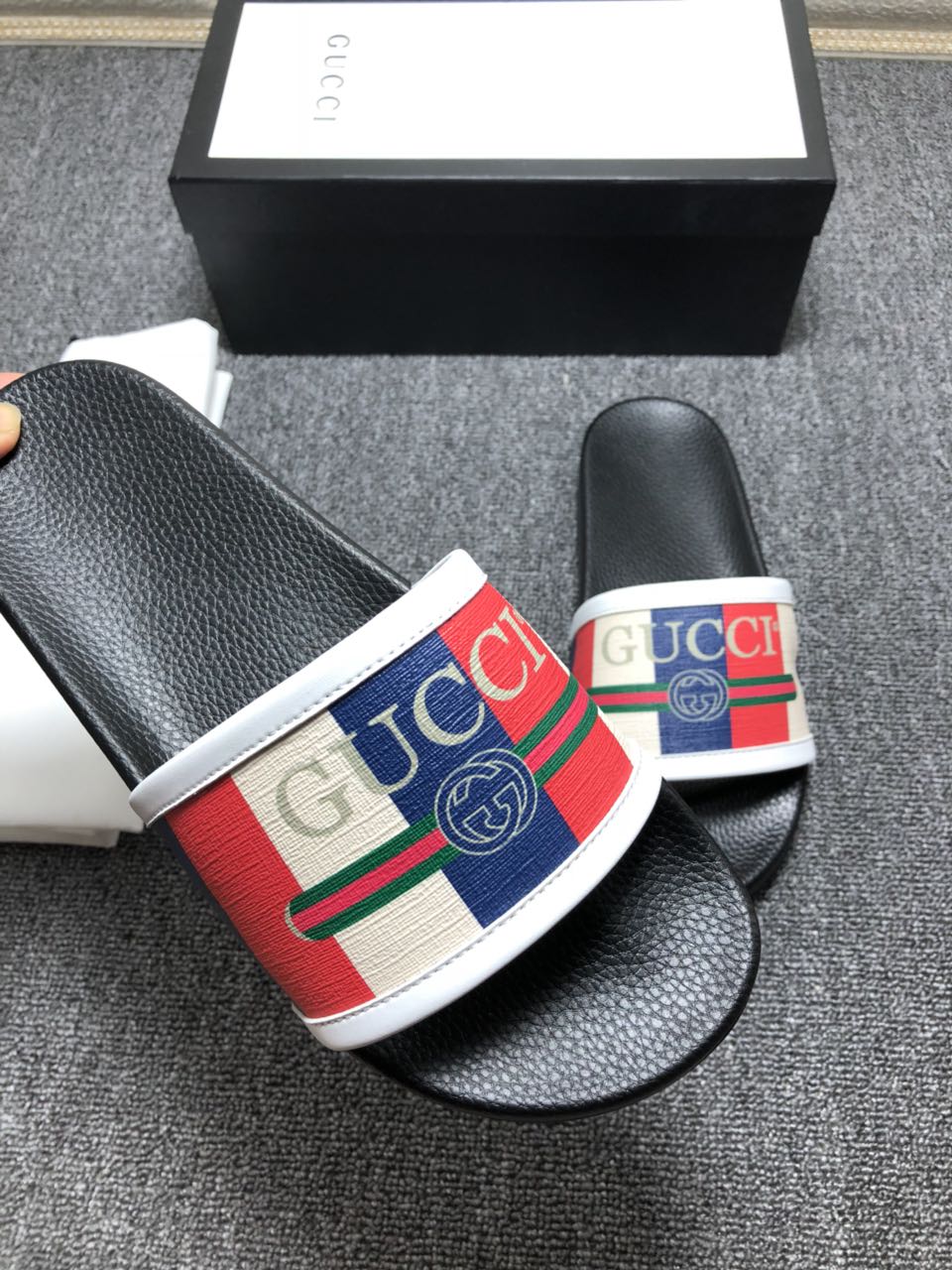 High Quality Gucci slide sandal with red rubber GO_GC032