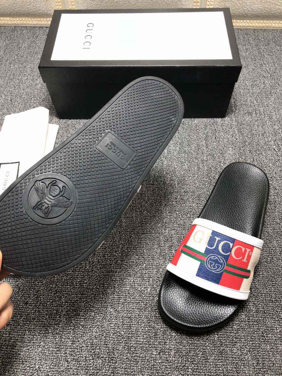 High Quality Gucci slide sandal with red rubber GO_GC032