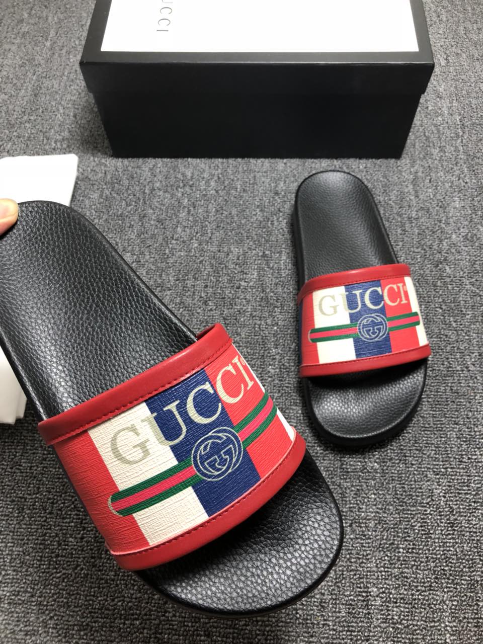 High Quality Gucci slide sandal with red rubber GO_GC030