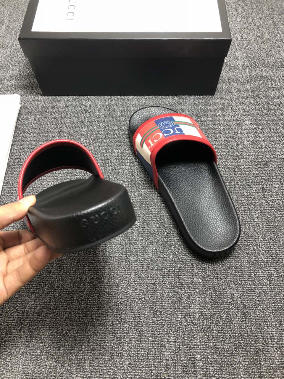 High Quality Gucci slide sandal with red rubber GO_GC030