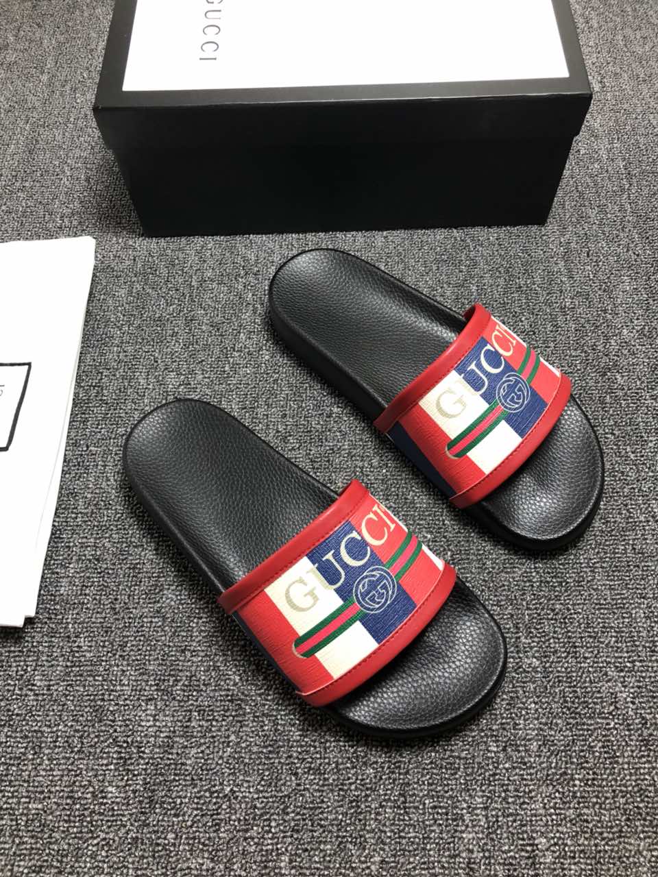 High Quality Gucci slide sandal with red rubber GO_GC030