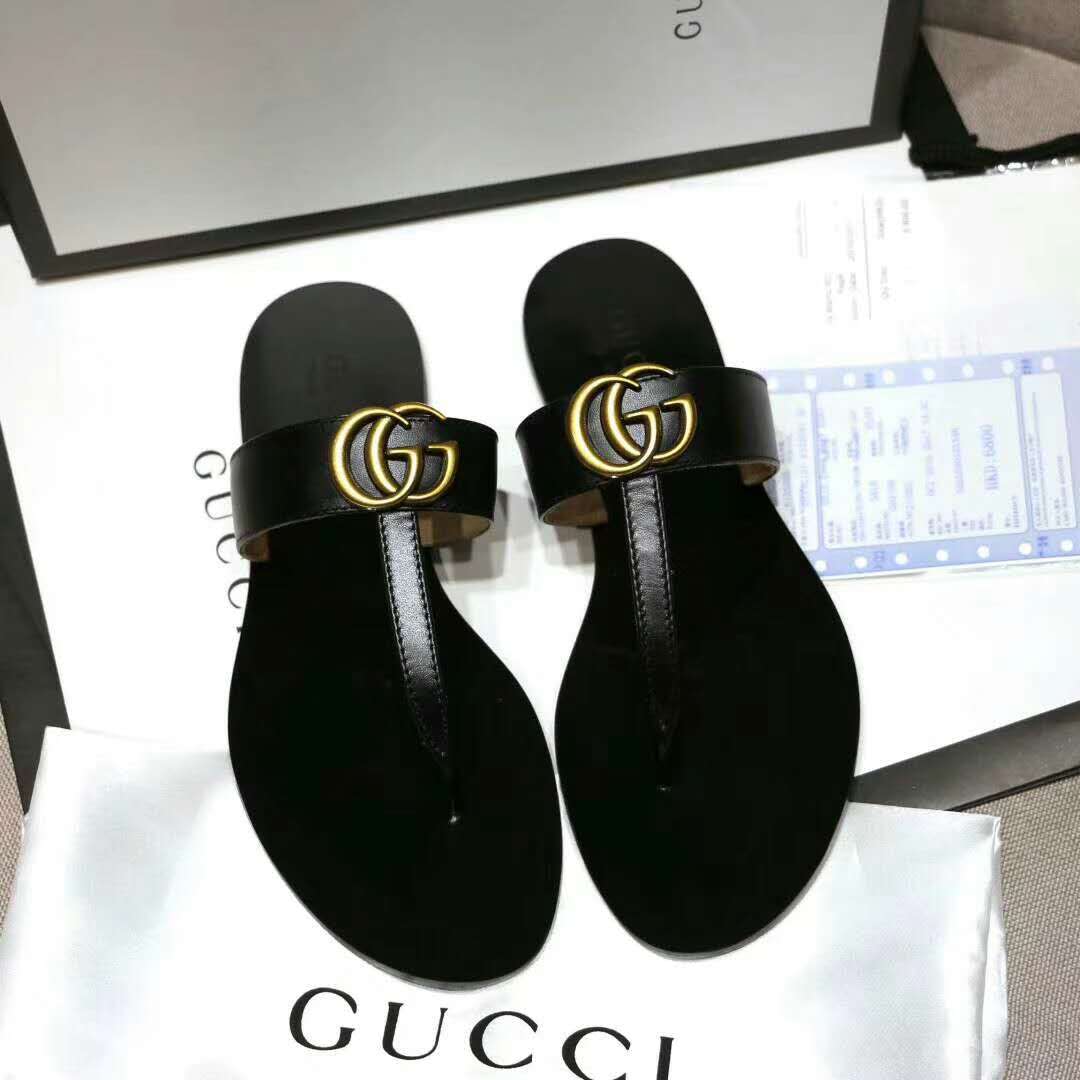 High Quality Gucci Leather thong sandal with Double G xy_gcw001
