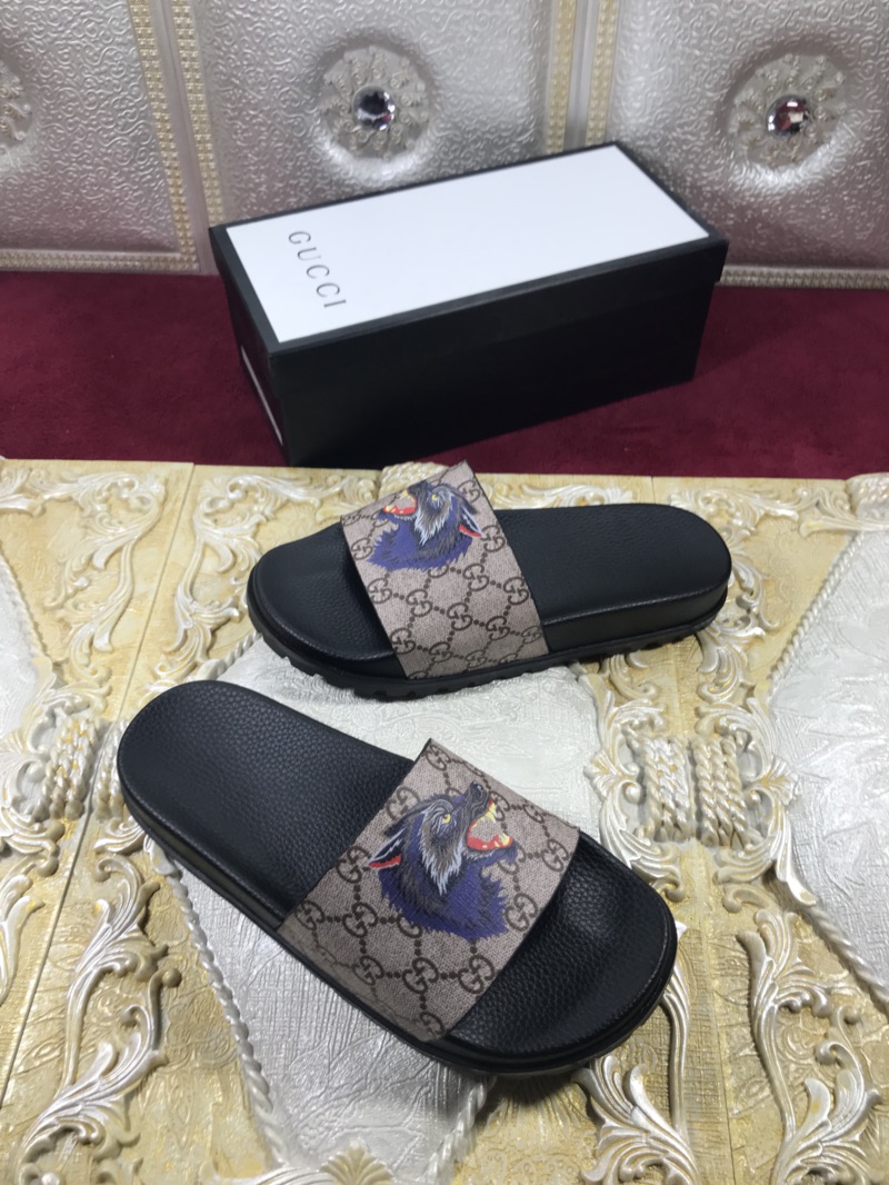 High Quality Gucci Black slide sandal With Wolf GO_GC012