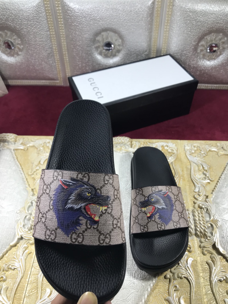 High Quality Gucci Black slide sandal With Wolf GO_GC012