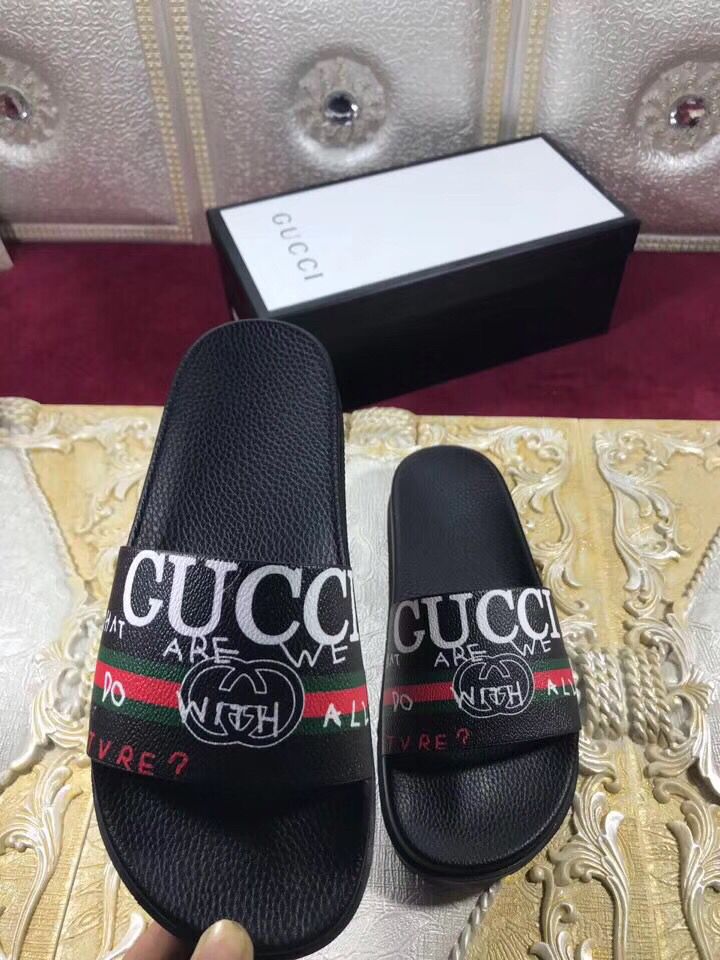 High Quality Gucci black slide sandal with Gucci design GO_GC049