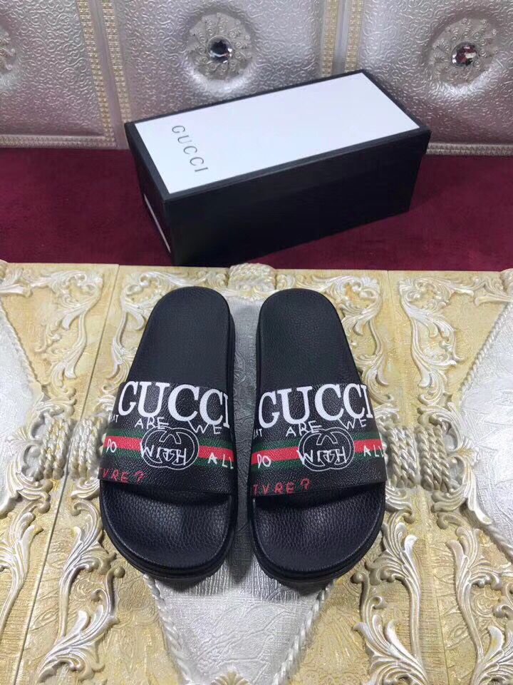 High Quality Gucci black slide sandal with Gucci design GO_GC049