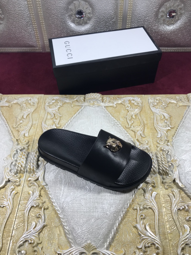 High Quality Gucci Black slide sandal With Golden Tiger GO_GC018