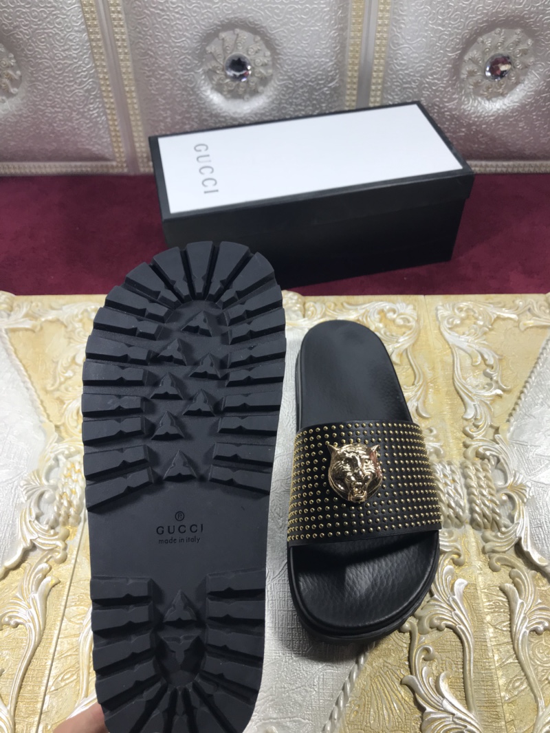 High Quality Gucci Black slide sandal With Golden Tiger GO_GC017
