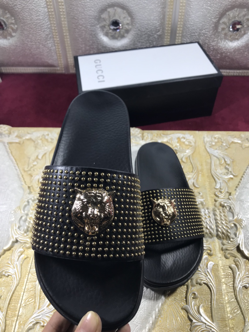 High Quality Gucci Black slide sandal With Golden Tiger GO_GC017