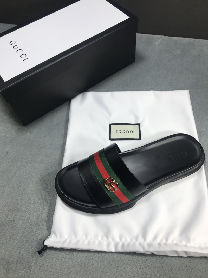 High Quality Gucci Black slide sandal With GG Web GO_GC020