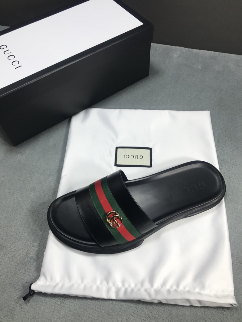 High Quality Gucci Black slide sandal With GG Web GO_GC020