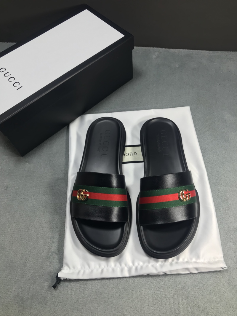 High Quality Gucci Black slide sandal With GG Web GO_GC020