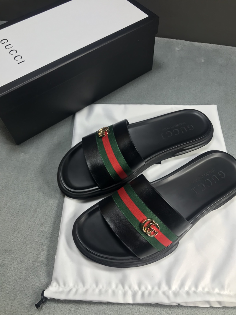 High Quality Gucci Black slide sandal With GG Web GO_GC020