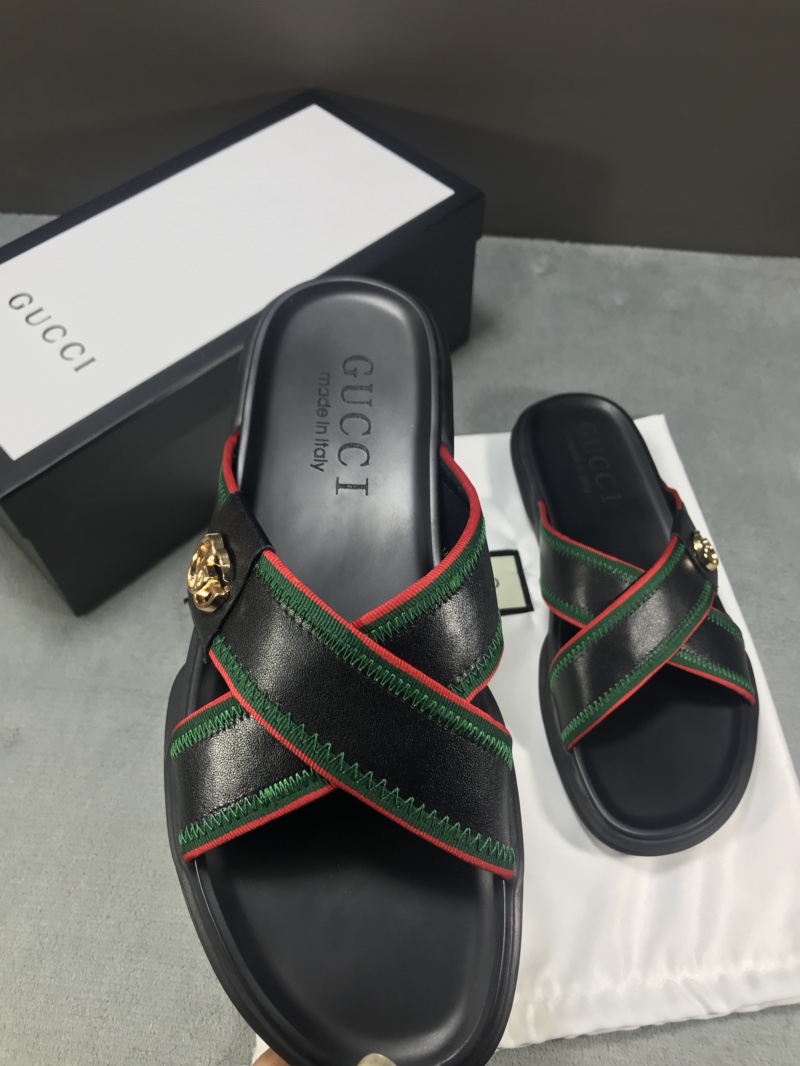 High Quality Gucci Black slide sandal With GG GO_GC023