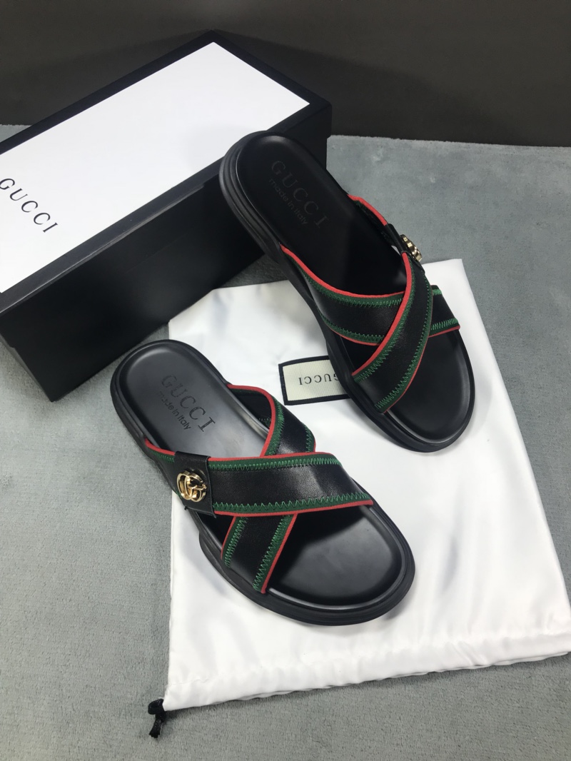High Quality Gucci Black slide sandal With GG GO_GC023