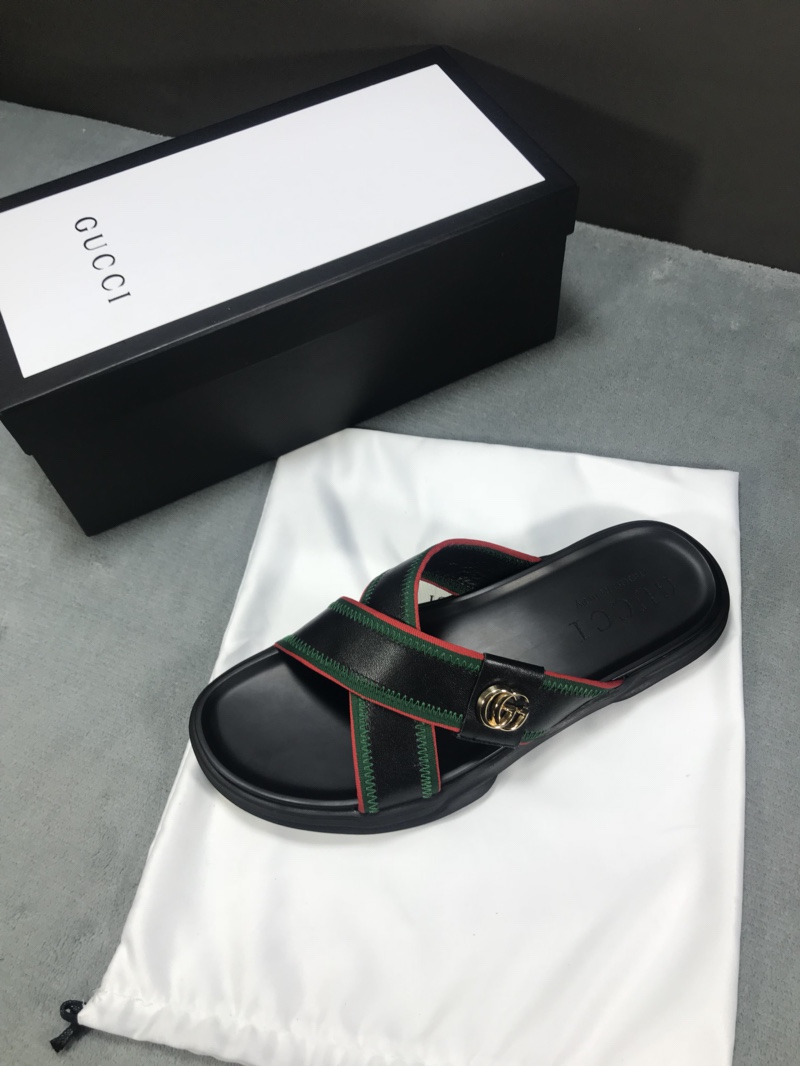 High Quality Gucci Black slide sandal With GG GO_GC023