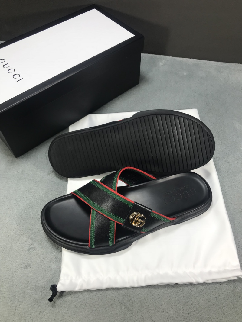 High Quality Gucci Black slide sandal With GG GO_GC023