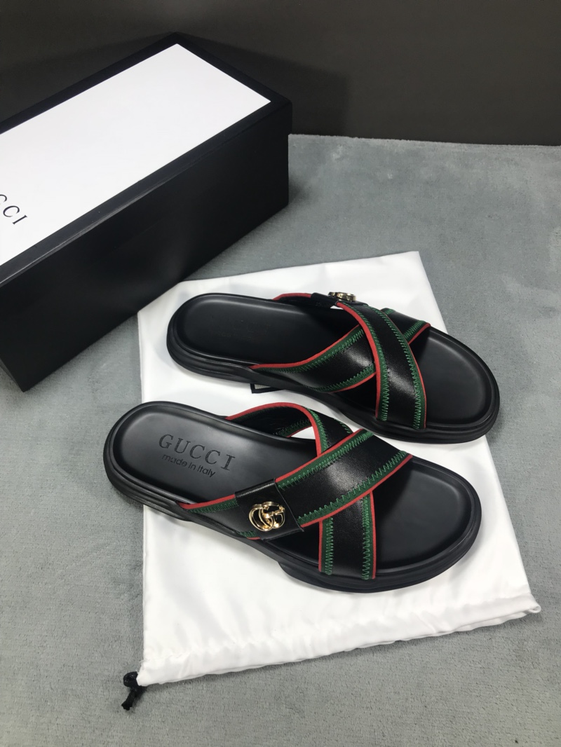 High Quality Gucci Black slide sandal With GG GO_GC023