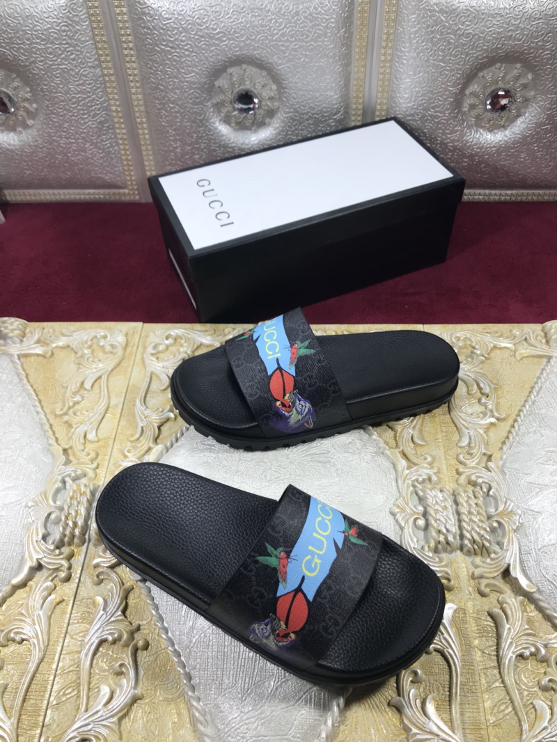 High Quality Gucci Black slide sandal With Blue Gucci Feather(black) GO_GC013