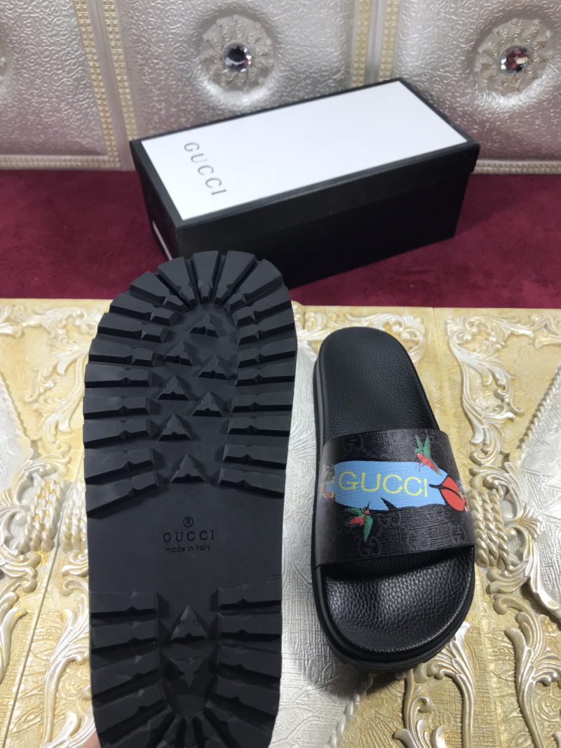 High Quality Gucci Black slide sandal With Blue Gucci Feather(black) GO_GC013