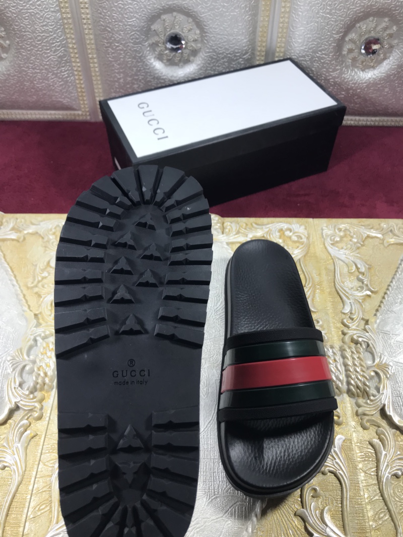 High Quality Gucci Black Rubber slide sandal With Web GO_GC010