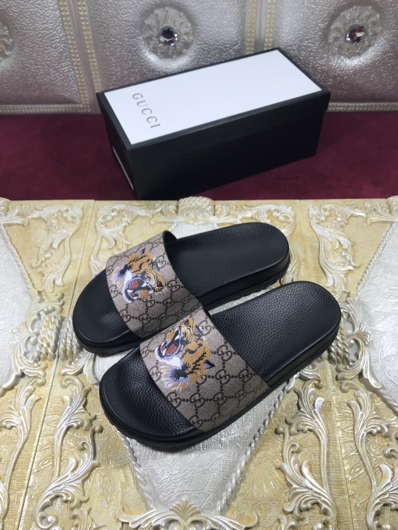 High Quality Gucci Black Rubber slide sandal With Tigers GO_GC009