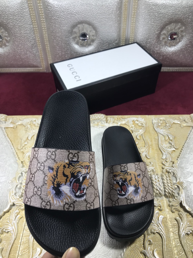 High Quality Gucci Black Rubber slide sandal With Tigers GO_GC009