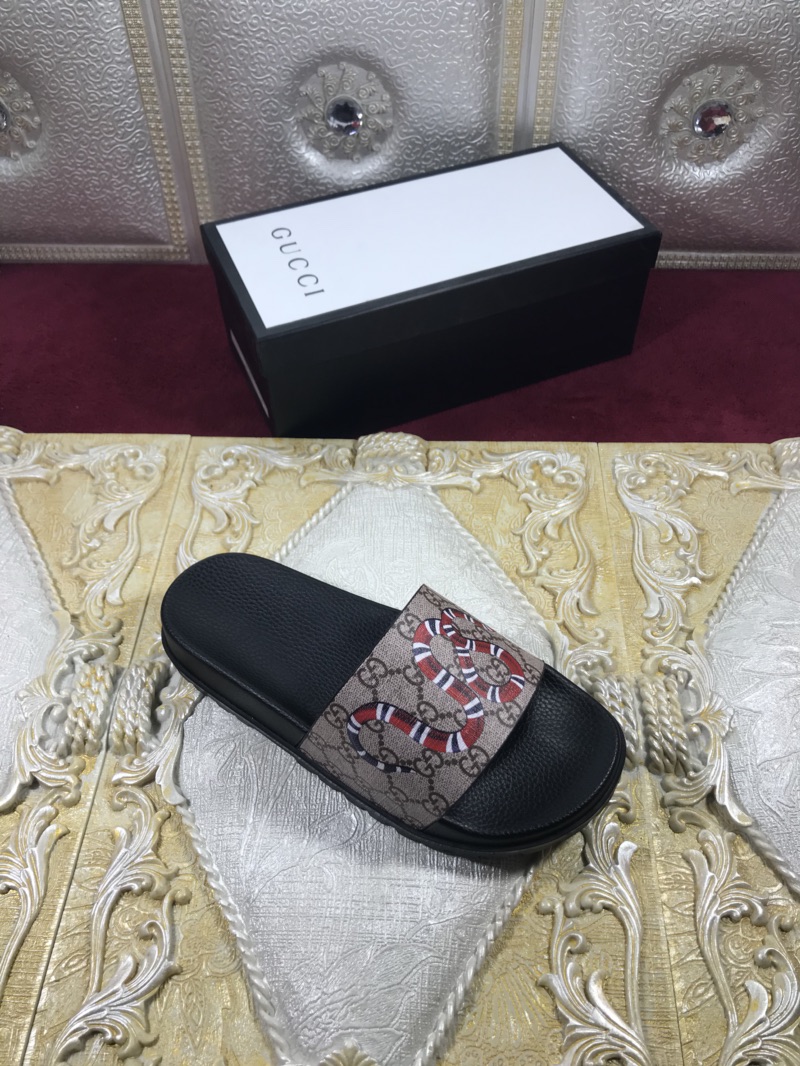 High Quality Gucci Black Rubber slide sandal With Snakes GO_GC008