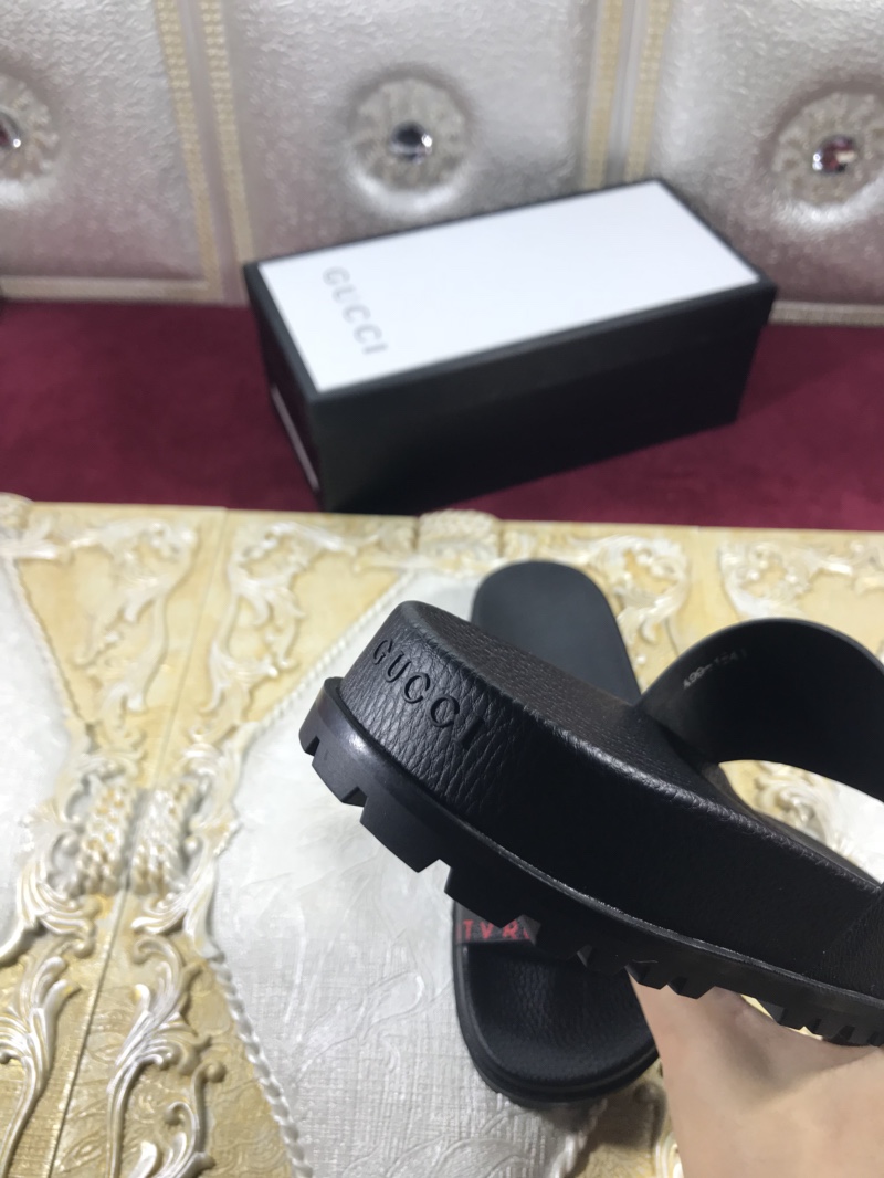 High Quality Gucci Black Rubber slide sandal With Gucci Web GO_GC011