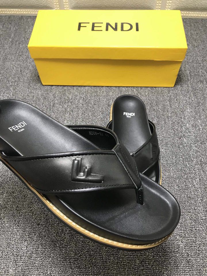 High Quality Fendi slide sandal in a jacquard fabric with all-over FF pattern GO_FD006