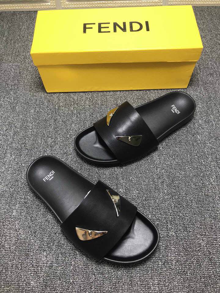 High Quality Fendi black slide sandal with master eyes GO_FD001