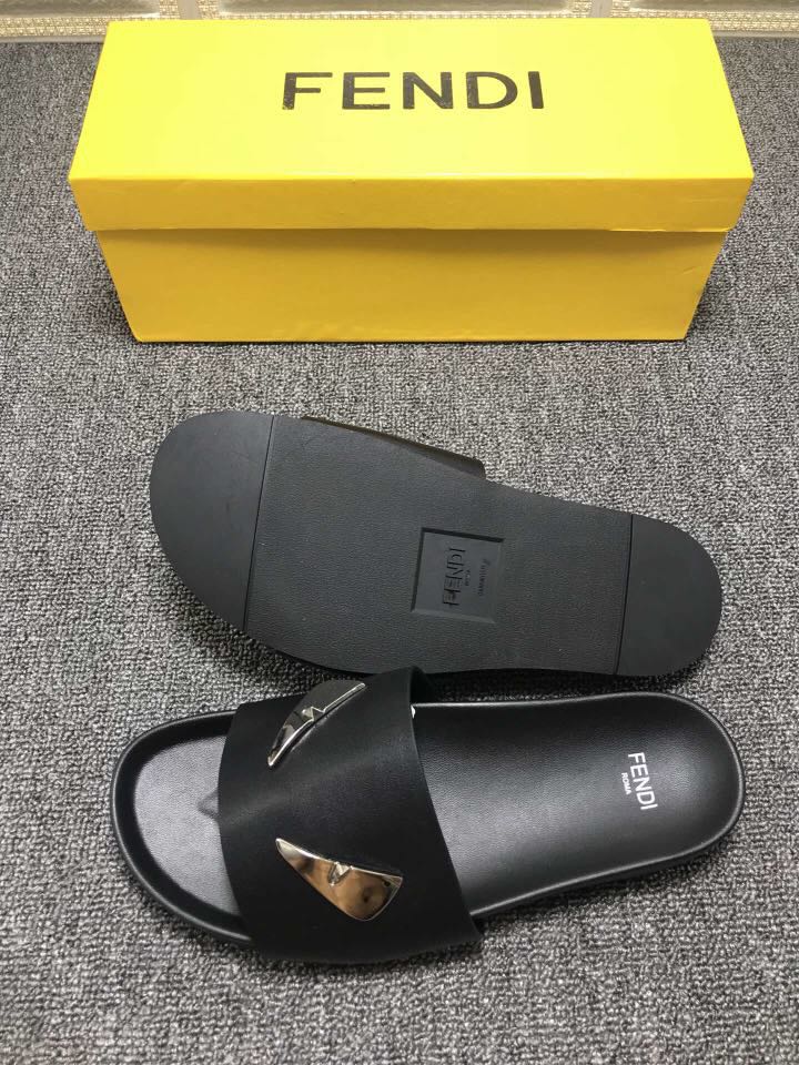 High Quality Fendi black slide sandal with master eyes GO_FD001