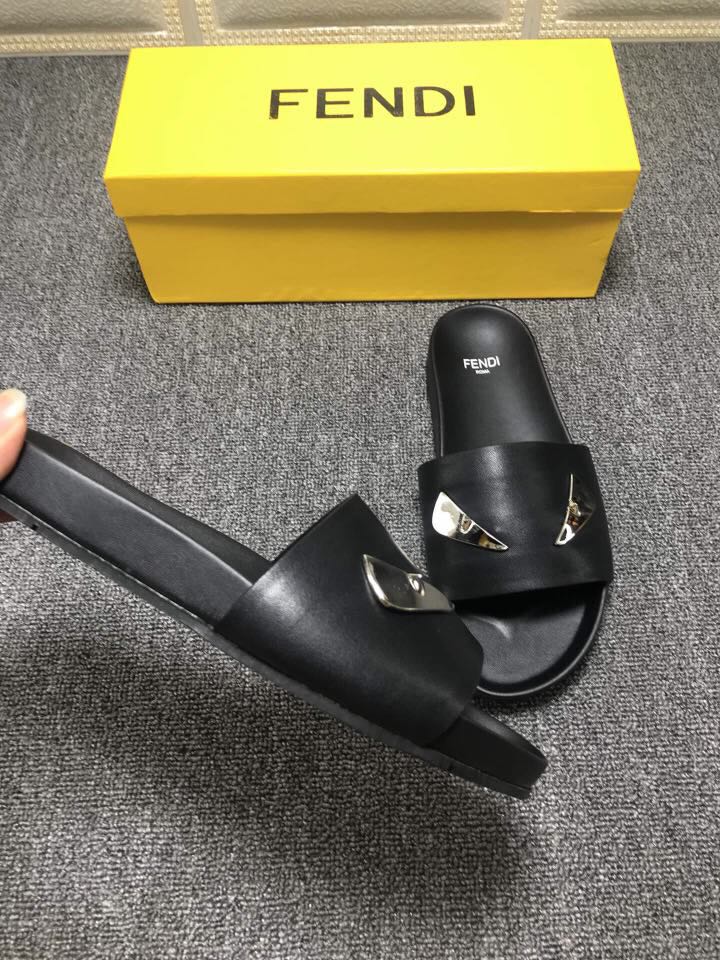 High Quality Fendi black slide sandal with master eyes GO_FD001