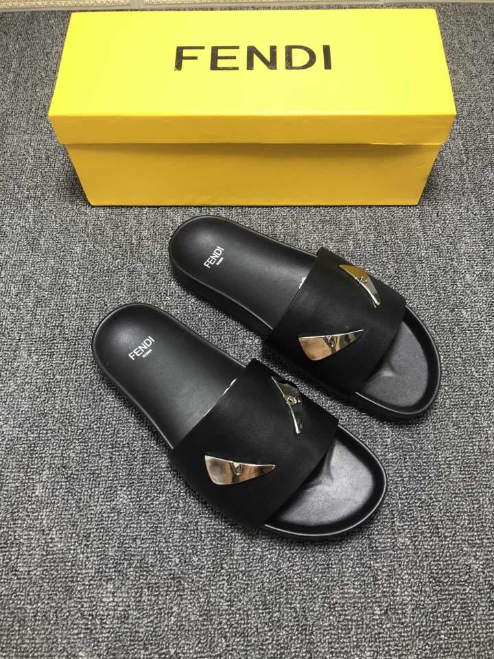 High Quality Fendi black slide sandal with master eyes GO_FD001