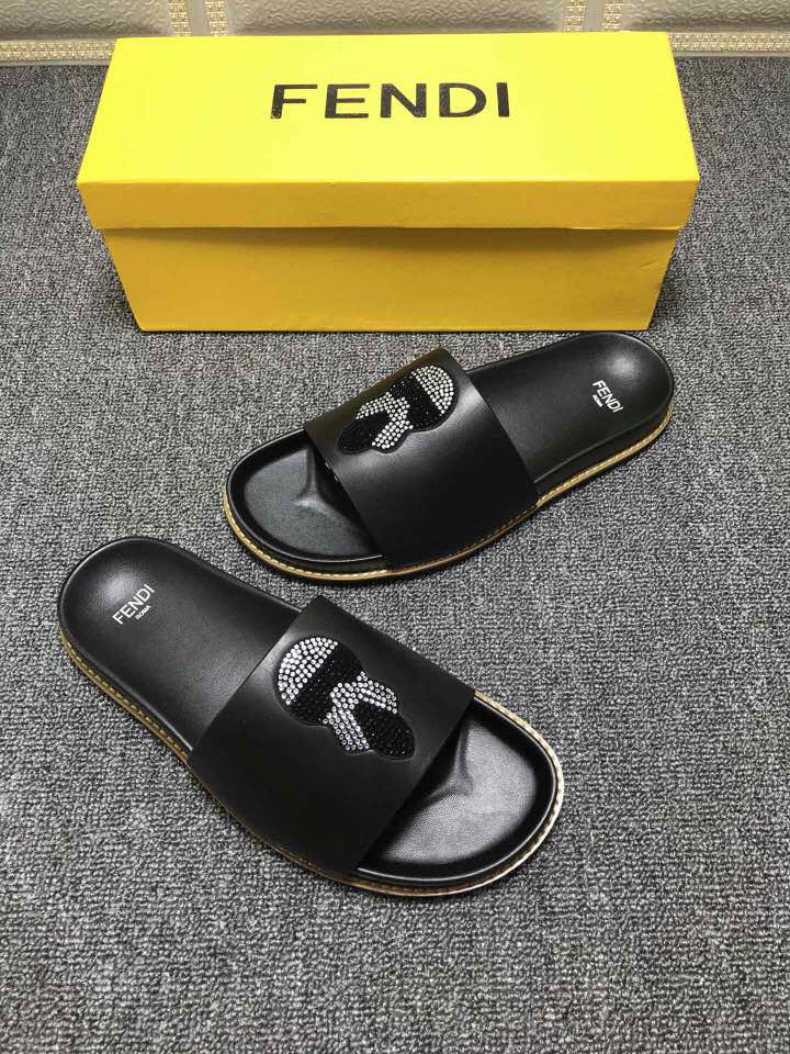 High Quality Fendi black slide sandal with Karl Lagerfeld GO_FD004