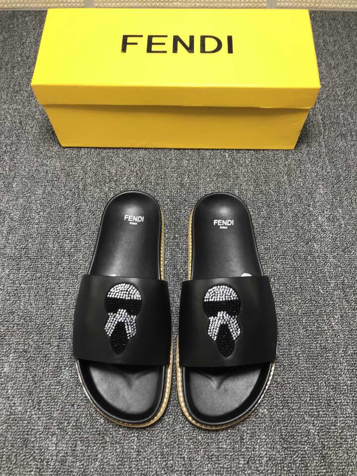 High Quality Fendi black slide sandal with Karl Lagerfeld GO_FD004