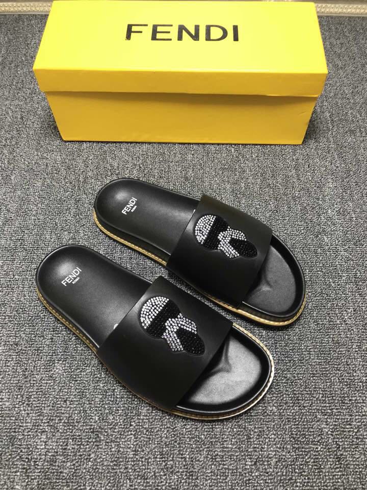 High Quality Fendi black slide sandal with Karl Lagerfeld GO_FD004