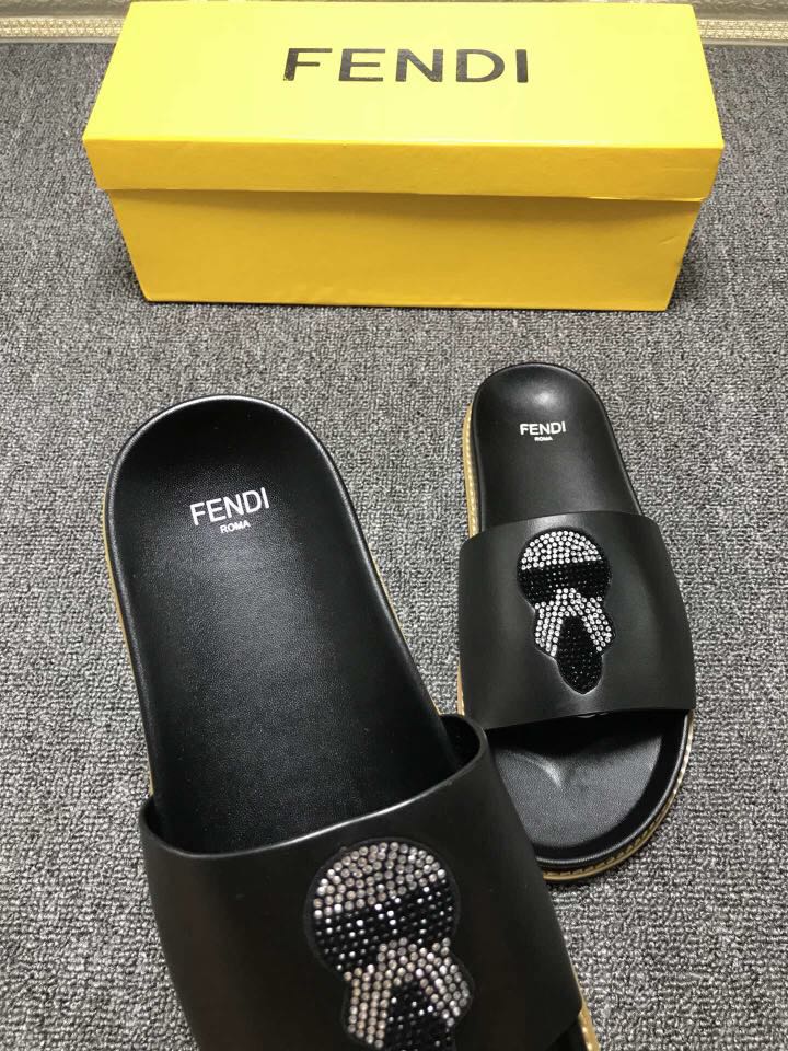 High Quality Fendi black slide sandal with Karl Lagerfeld GO_FD004